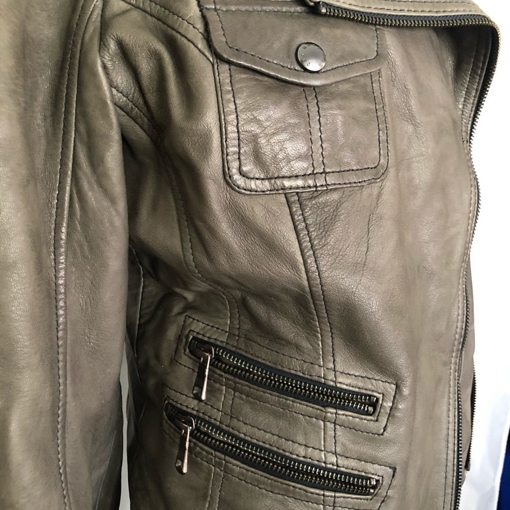 Taupe Leather Jacket